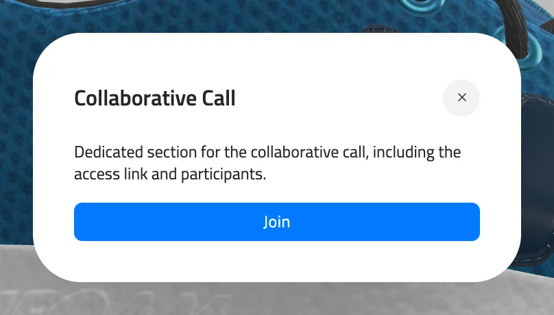 Collaborative Call window before joining, with the description and the Join button.