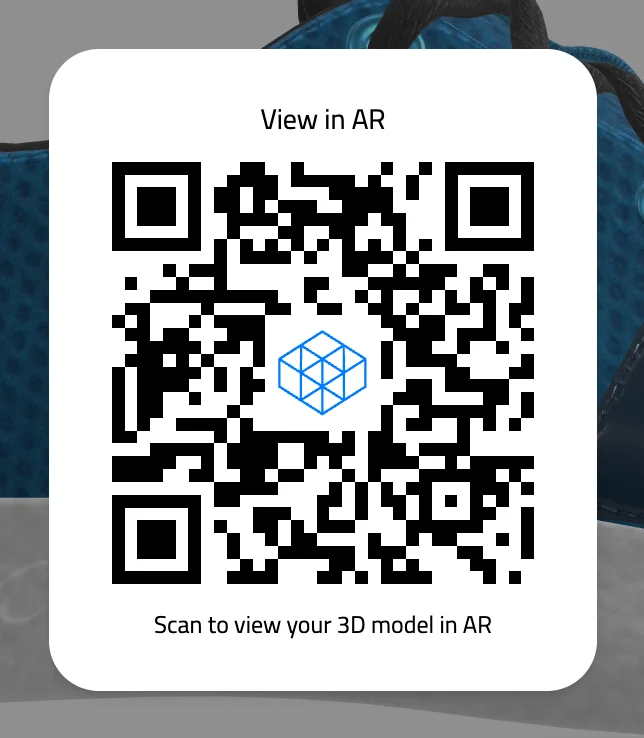 View in AR window with a QR code to scan with a phone.